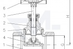 Клапан бронзовый запорный проходной муфтовый стандарт, Rg 5/SoMs 59 с металлическим уплотнением тип 20.50.01