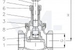 Клапан бронзовый запорный муфтовый, бронза Rg 5 / латунь SoMs 59, c контргайкой, тип 20.52.03 / 20.52.04