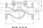 Клапан невозвратный фланцевый DIN 86262, Rg 5 с подсоединением крышки на фланец тип 21.01.01 / 21.01.02